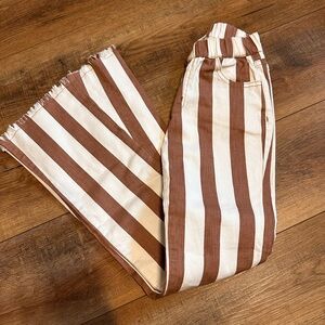 Striped Brown and White Pants western flare pants girl size Large 12